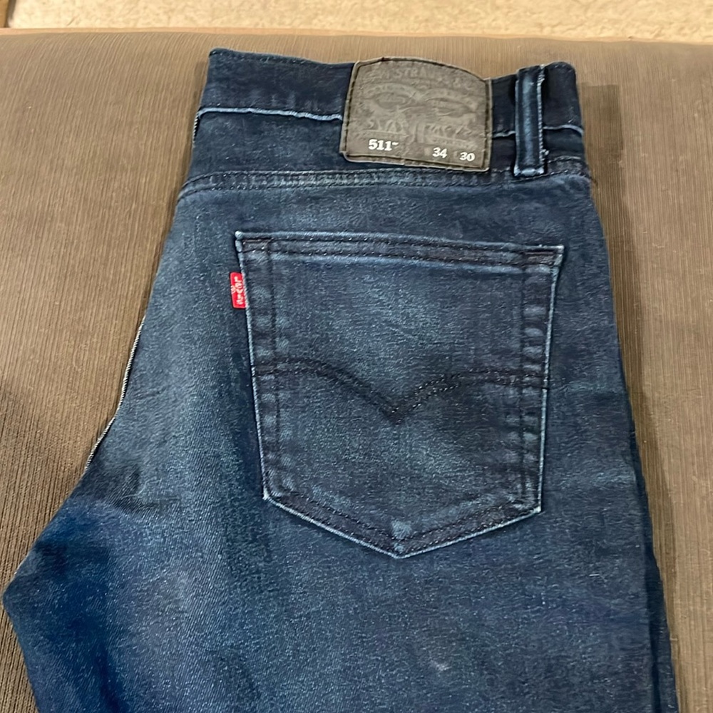 Levis 511 Jeans Mens 34X30 Slim Skinny Black Denim Pants Medium Flex